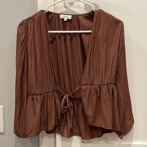 Aritzia|Wilfred Brown Tie Front Blouse